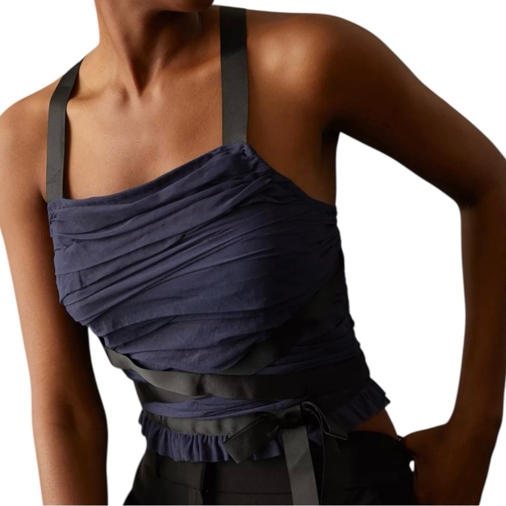 Anthropologie Shirred Tulle Ribbon Tank Top NWT (M)